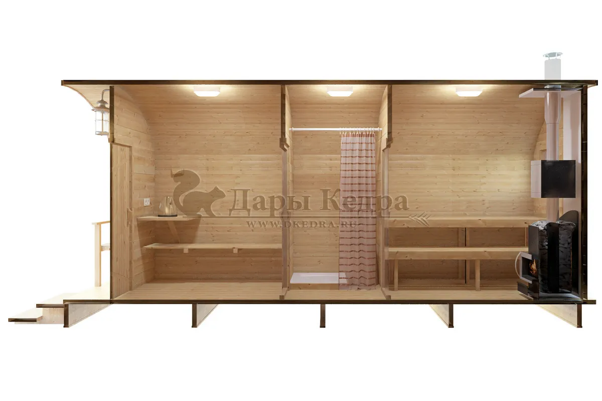 Баня-бочка буханка из кедра 6 метров