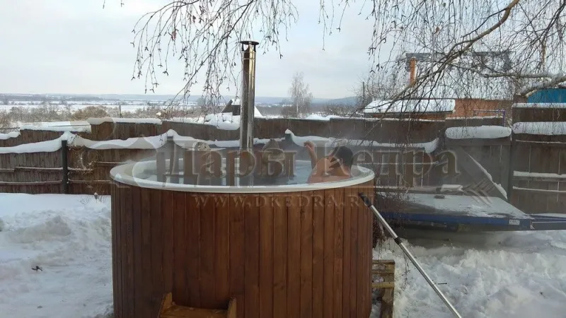 Финская круглая композитная купель с подогревом (с печкой)  «Премиум 220 40 квт»