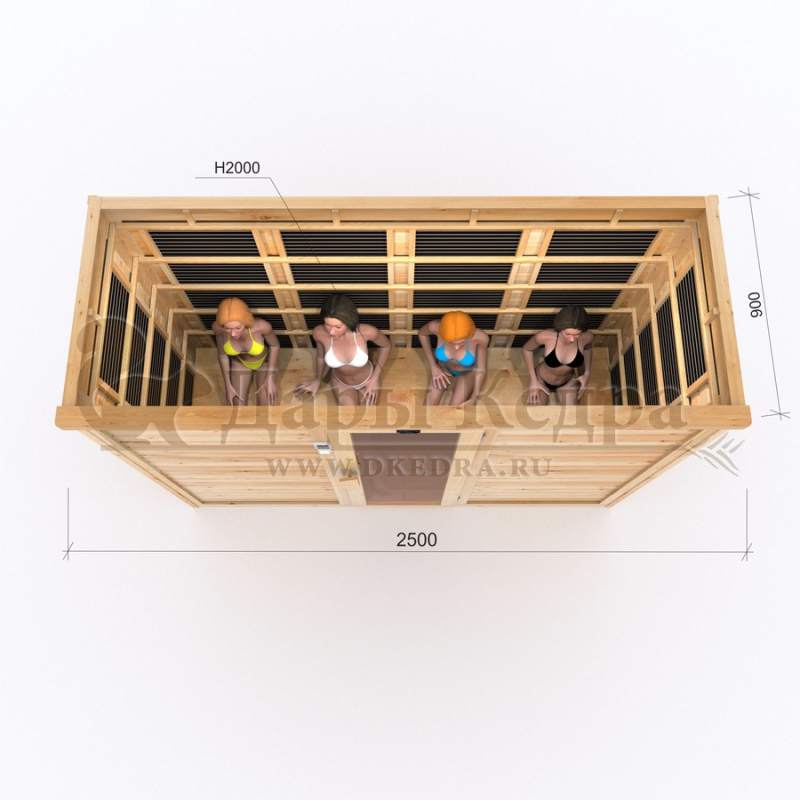 Четырёхместная инфракрасная сауна кабина из кедра с карбоновыми излучателями