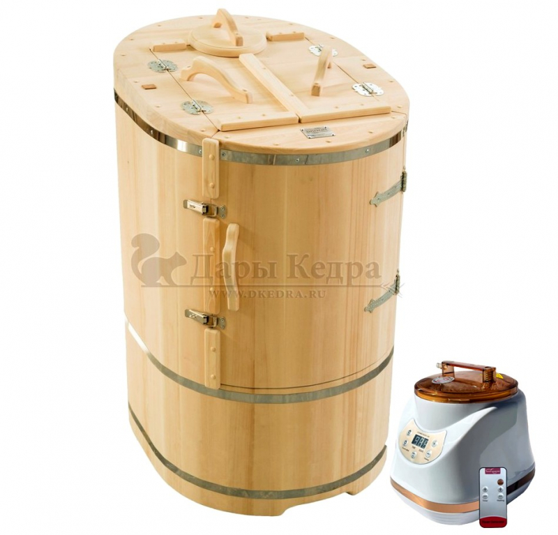 Готовый комплект «Удобный+»: кедровая бочка с парогенератором + био-защита изнутри и снаружи Готовый комплект «Удобный+»: кедровая бочка с парогенератором + био-защита изнутри и снаружи